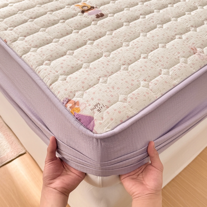 91家纺网 家纺一手货源 找家纺 优品惠 2026新款A类云感双层纱防滑隔脏防水夹棉床笠单品床笠单件 CL花朵女孩(防水款)