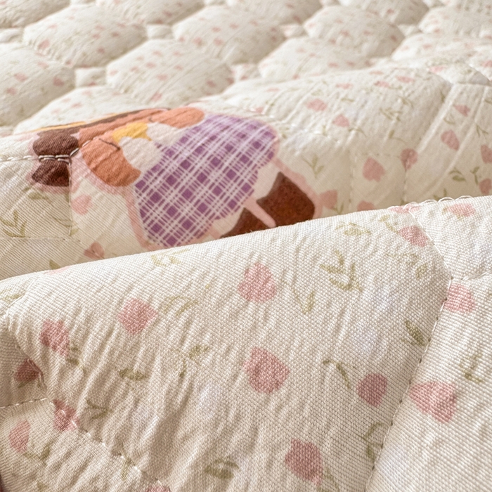 91家纺网 家纺一手货源 找家纺 优品惠 2026新款A类云感双层纱防滑隔脏防水夹棉床笠单品床笠单件 CL花朵女孩(防水款)