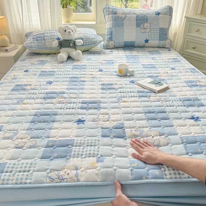 91家纺网 家纺一手货源 找家纺 优品惠 2026新款A类云感双层纱防滑隔脏防水夹棉床笠单品床笠单件 CL泡芙狗(防水款)