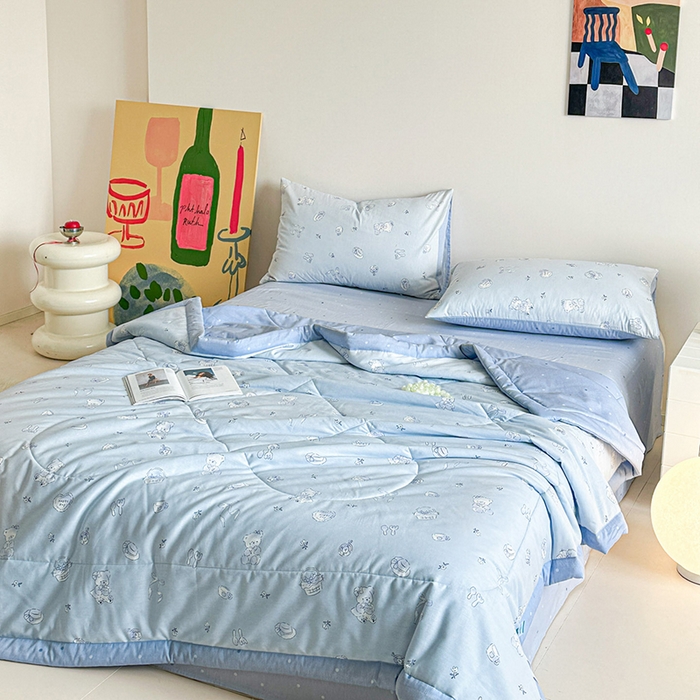 91家纺网 家纺一手货源 找家纺 宝士康家纺 2026新款10A抗菌全棉夏被 被子被芯布偶小熊