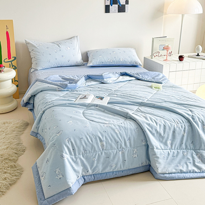 91家纺网 家纺一手货源 找家纺 宝士康家纺 2026新款10A抗菌全棉夏被 被子被芯布偶小熊