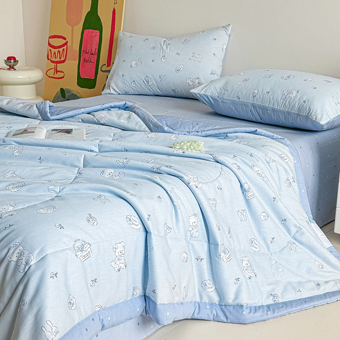 91家纺网 家纺一手货源 找家纺 宝士康家纺 2026新款10A抗菌全棉夏被 被子被芯布偶小熊