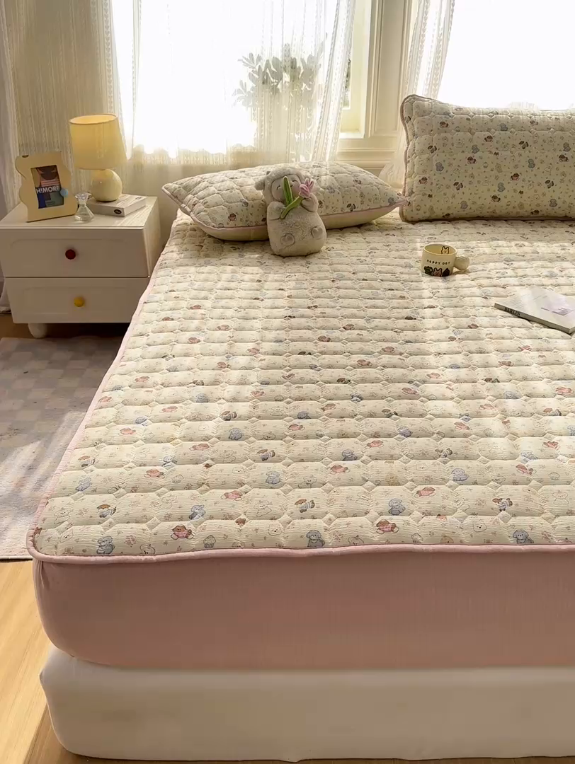 91家纺网 家纺一手货源 找家纺 优品惠 2026新款A类云感双层纱防滑隔脏防水夹棉床笠单品床笠单件 CL小萌宠(防水款)