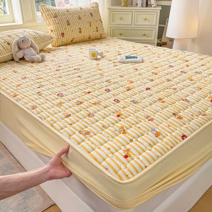 91家纺网 家纺一手货源 找家纺 优品惠 2026新款A类云感双层纱防滑隔脏防水夹棉床笠单品床笠单件 CL星星人(防水款)