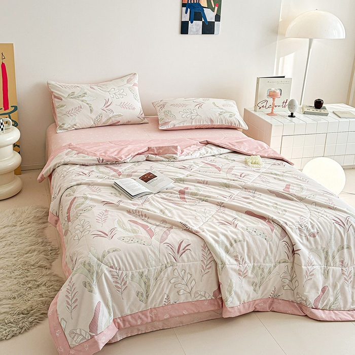 91家纺网 家纺一手货源 找家纺 宝士康家纺 2026新款10A抗菌全棉夏被 被子被芯多巴胺粉