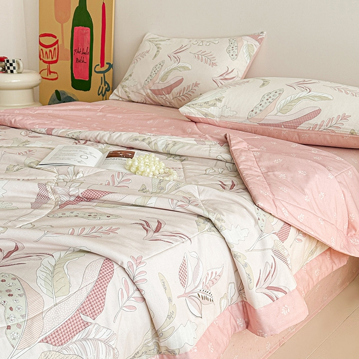 91家纺网 家纺一手货源 找家纺 宝士康家纺 2026新款10A抗菌全棉夏被 被子被芯多巴胺粉