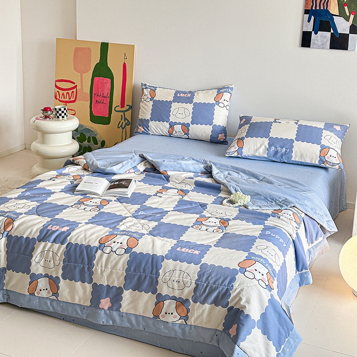 91家纺网 家纺一手货源 找家纺 宝士康家纺 2026新款10A抗菌全棉夏被 被子被芯嗨皮狗