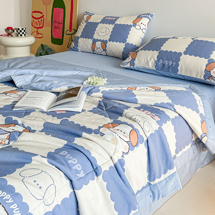 91家纺网 家纺一手货源 找家纺 宝士康家纺 2026新款10A抗菌全棉夏被 被子被芯嗨皮狗