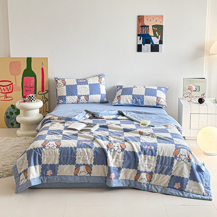 91家纺网 家纺一手货源 找家纺 宝士康家纺 2026新款10A抗菌全棉夏被 被子被芯嗨皮狗