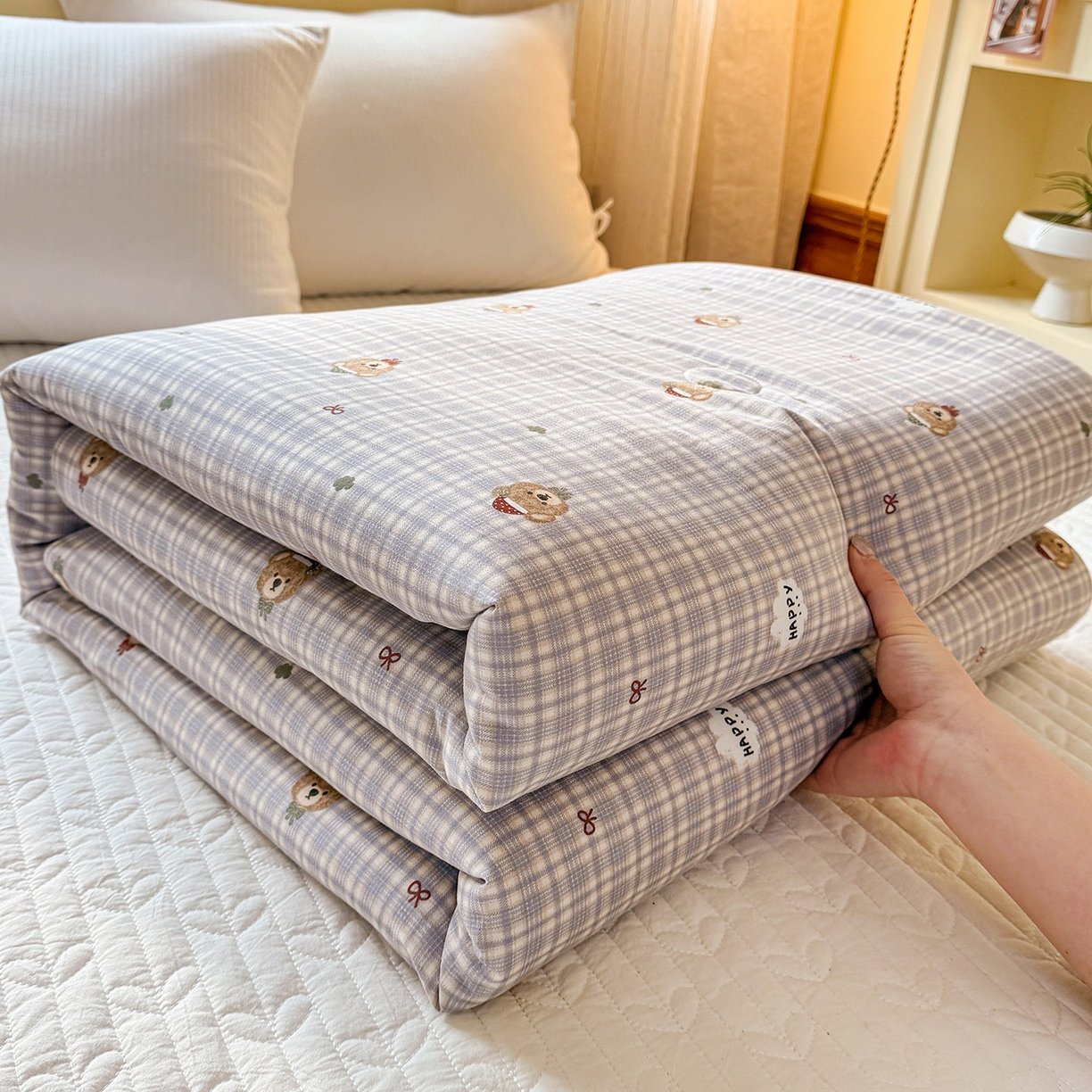 梦恬佳 2026新款牛奶丝针织棉夏凉被空调被 快乐小熊