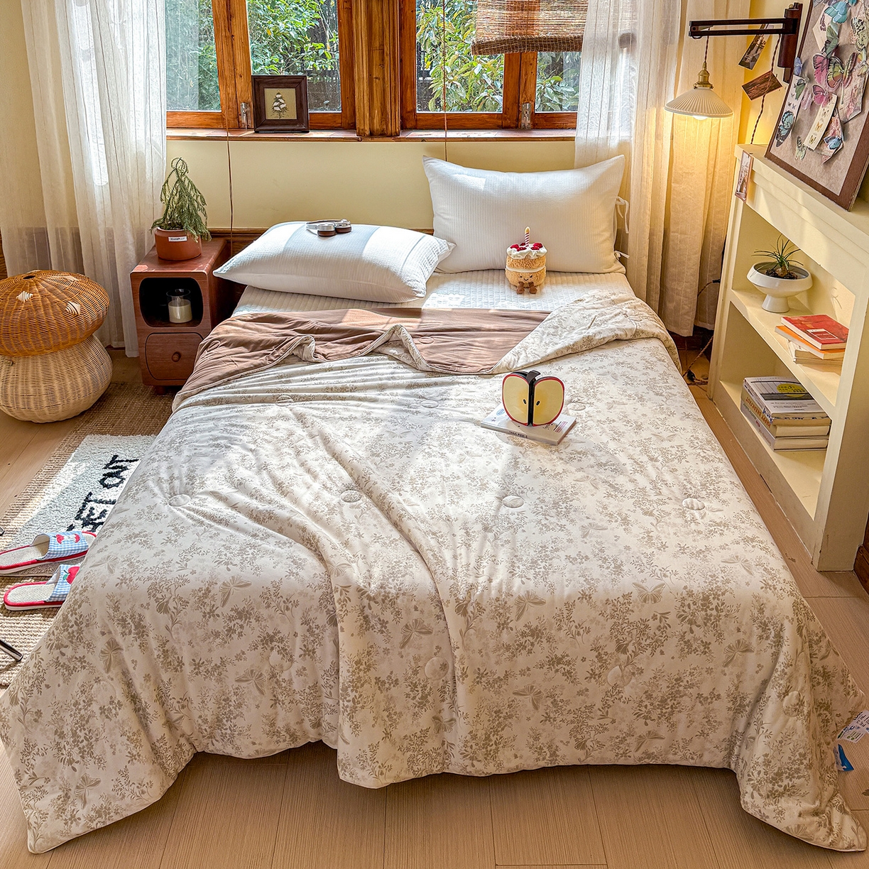 91家纺网 家纺一手货源 找家纺 梦恬佳 2026新款牛奶丝针织棉夏凉被空调被 洛克庄园