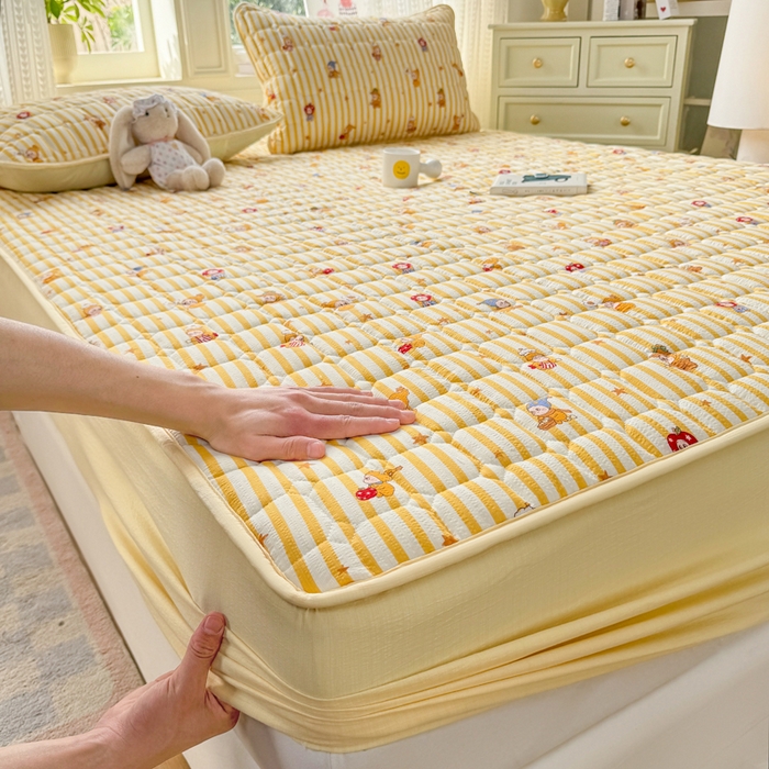 91家纺网 家纺一手货源 找家纺 优品惠 2026新款A类云感双层纱防滑隔脏防水夹棉床笠单品床笠单件 CL星星人(防水款)