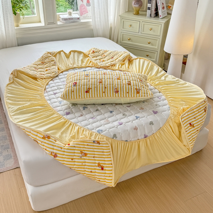 91家纺网 家纺一手货源 找家纺 优品惠 2026新款A类云感双层纱防滑隔脏防水夹棉床笠单品床笠单件 CL星星人(防水款)