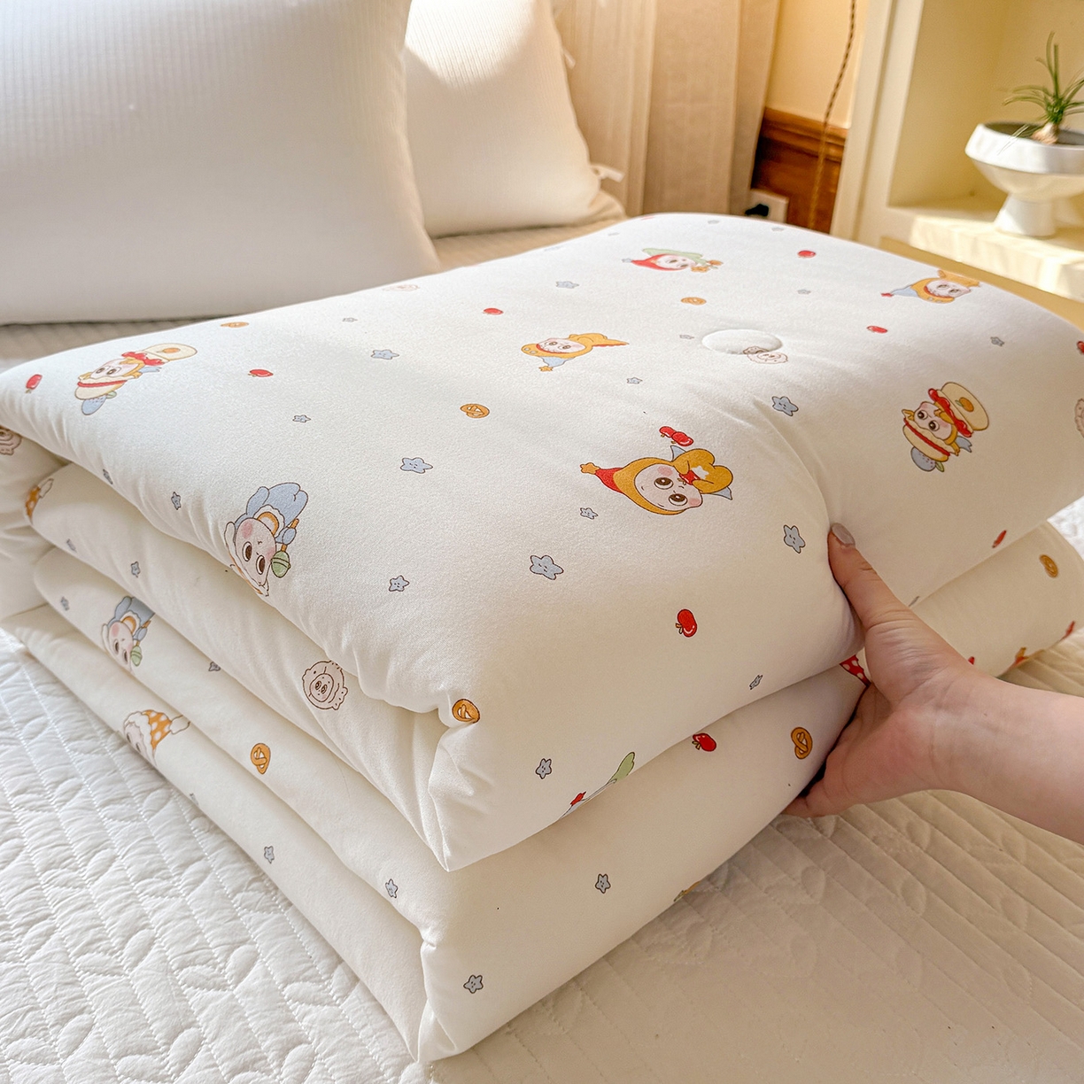 梦恬佳 2026新款牛奶丝针织棉夏凉被空调被 奶油星星