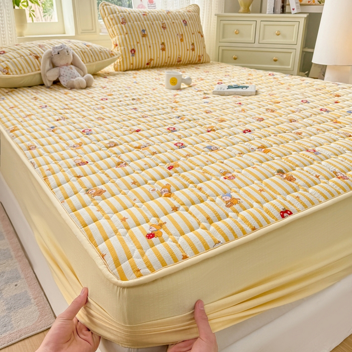 91家纺网 家纺一手货源 找家纺 优品惠 2026新款A类云感双层纱防滑隔脏防水夹棉床笠单品床笠单件 CL星星人(防水款)