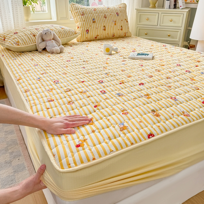 91家纺网 家纺一手货源 找家纺 优品惠 2026新款A类云感双层纱防滑隔脏防水夹棉床笠单品床笠单件 CL星星人(防水款)