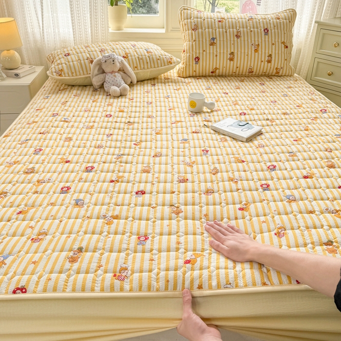 91家纺网 家纺一手货源 找家纺 优品惠 2026新款A类云感双层纱防滑隔脏防水夹棉床笠单品床笠单件 CL星星人(防水款)