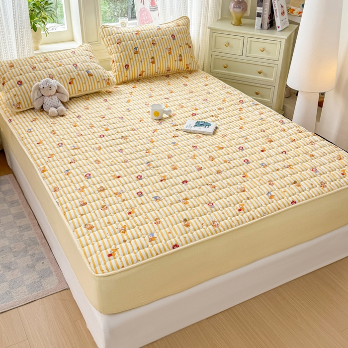 91家纺网 家纺一手货源 找家纺 优品惠 2026新款A类云感双层纱防滑隔脏防水夹棉床笠单品床笠单件 CL星星人(防水款)