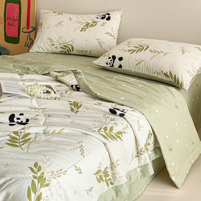 91家纺网 家纺一手货源 找家纺 宝士康家纺 2026新款10A抗菌全棉夏被 被子被芯欢乐熊猫