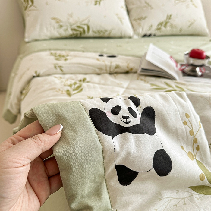 91家纺网 家纺一手货源 找家纺 宝士康家纺 2026新款10A抗菌全棉夏被 被子被芯欢乐熊猫