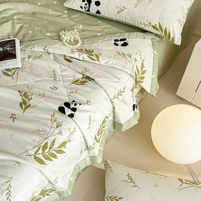 91家纺网 家纺一手货源 找家纺 宝士康家纺 2026新款10A抗菌全棉夏被 被子被芯欢乐熊猫