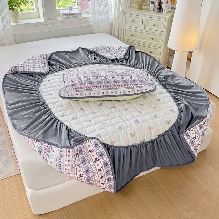 91家纺网 家纺一手货源 找家纺 优品惠 2026新款A类云感双层纱防滑隔脏防水夹棉床笠单品床笠单件 CL幸运小马(防水款)