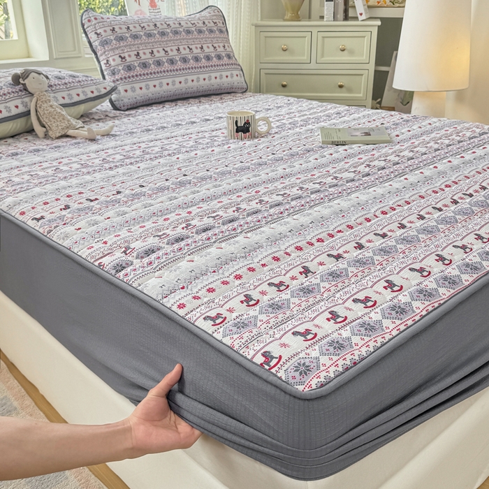 91家纺网 家纺一手货源 找家纺 优品惠 2026新款A类云感双层纱防滑隔脏防水夹棉床笠单品床笠单件 CL幸运小马(防水款)