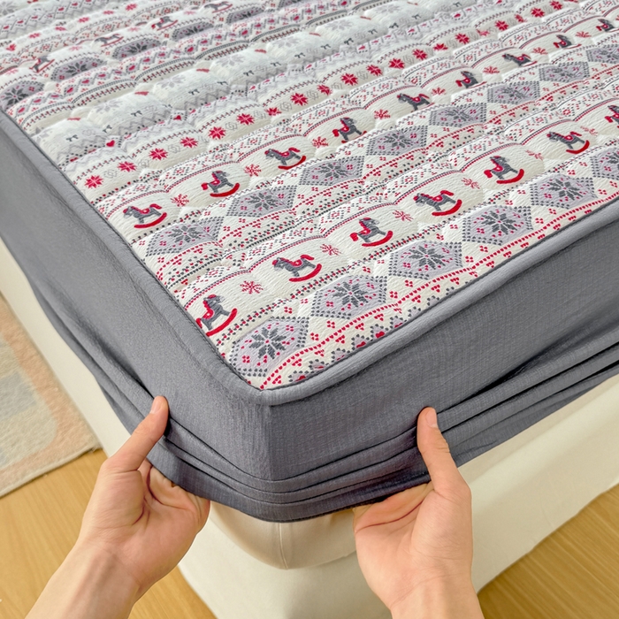 91家纺网 家纺一手货源 找家纺 优品惠 2026新款A类云感双层纱防滑隔脏防水夹棉床笠单品床笠单件 CL幸运小马(防水款)