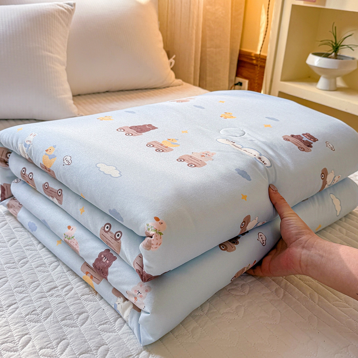 梦恬佳 2026新款牛奶丝针织棉夏凉被空调被 汽车派对