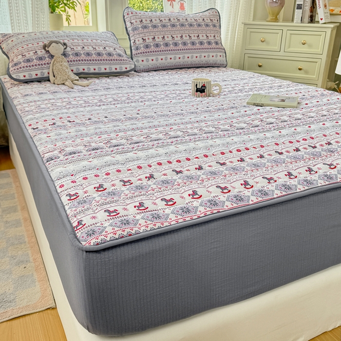 91家纺网 家纺一手货源 找家纺 优品惠 2026新款A类云感双层纱防滑隔脏防水夹棉床笠单品床笠单件 CL幸运小马(防水款)