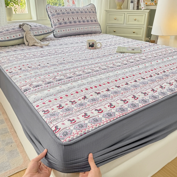 91家纺网 家纺一手货源 找家纺 优品惠 2026新款A类云感双层纱防滑隔脏防水夹棉床笠单品床笠单件 CL幸运小马(防水款)