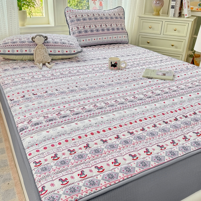 91家纺网 家纺一手货源 找家纺 优品惠 2026新款A类云感双层纱防滑隔脏防水夹棉床笠单品床笠单件 CL幸运小马(防水款)