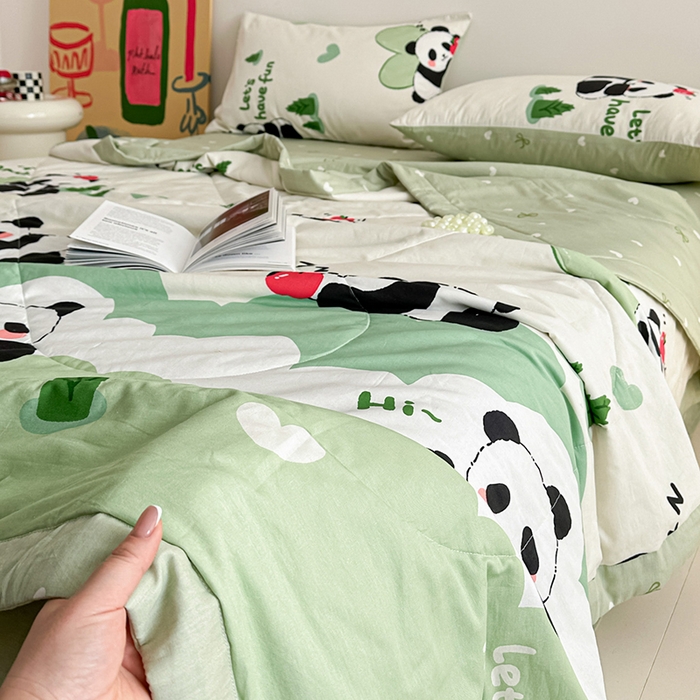 91家纺网 家纺一手货源 找家纺 宝士康家纺 2026新款10A抗菌全棉夏被 被子被芯森林熊猫