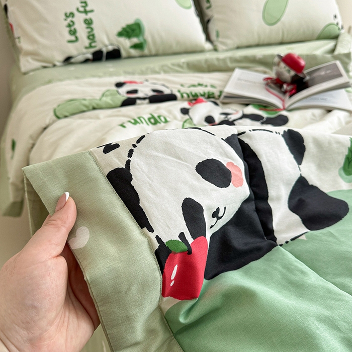 91家纺网 家纺一手货源 找家纺 宝士康家纺 2026新款10A抗菌全棉夏被 被子被芯森林熊猫