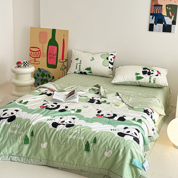 91家纺网 家纺一手货源 找家纺 宝士康家纺 2026新款10A抗菌全棉夏被 被子被芯森林熊猫