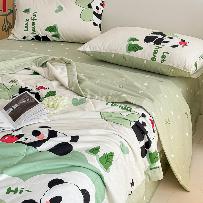 91家纺网 家纺一手货源 找家纺 宝士康家纺 2026新款10A抗菌全棉夏被 被子被芯森林熊猫