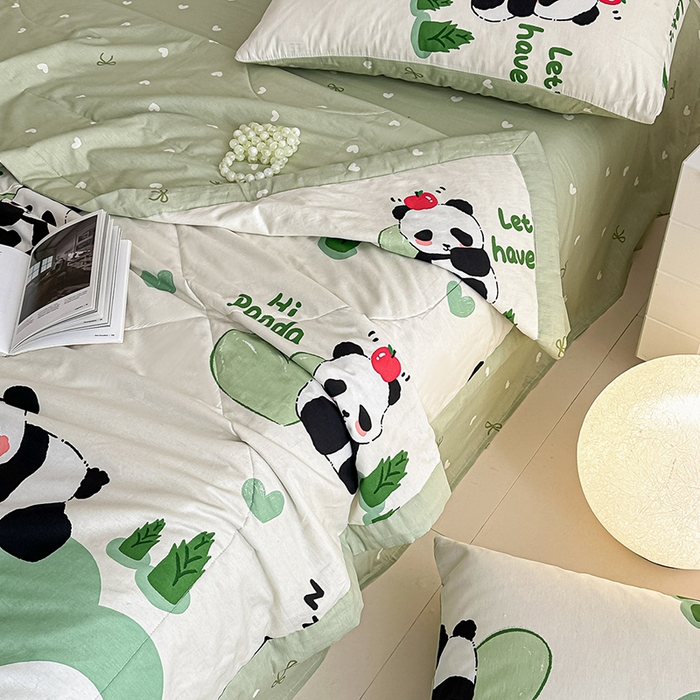 91家纺网 家纺一手货源 找家纺 宝士康家纺 2026新款10A抗菌全棉夏被 被子被芯森林熊猫