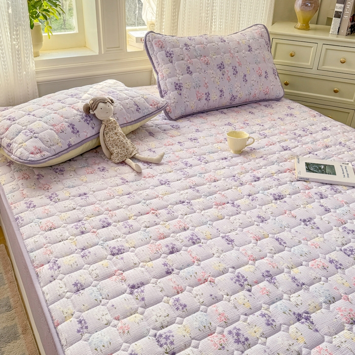 91家纺网 家纺一手货源 找家纺 优品惠 2026新款A类云感双层纱防滑隔脏防水夹棉床笠单品床笠单件 CL薰衣草(防水款)