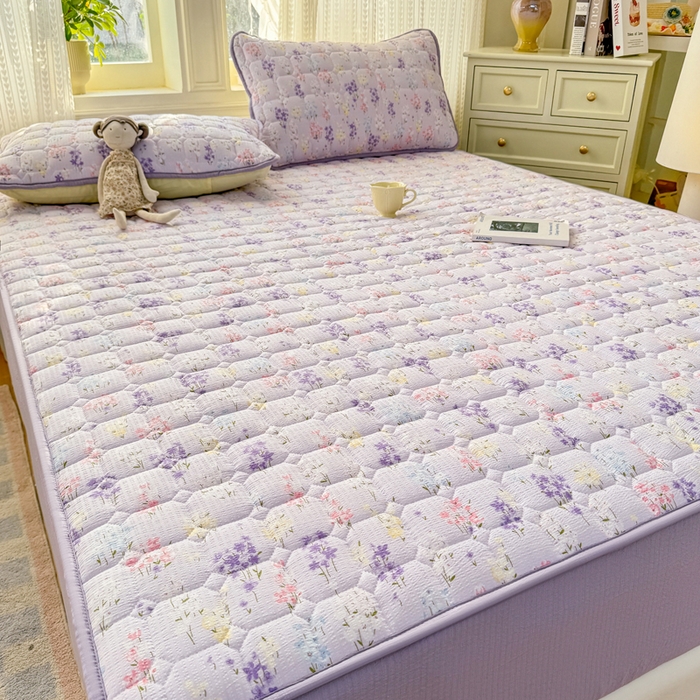 91家纺网 家纺一手货源 找家纺 优品惠 2026新款A类云感双层纱防滑隔脏防水夹棉床笠单品床笠单件 CL薰衣草(防水款)