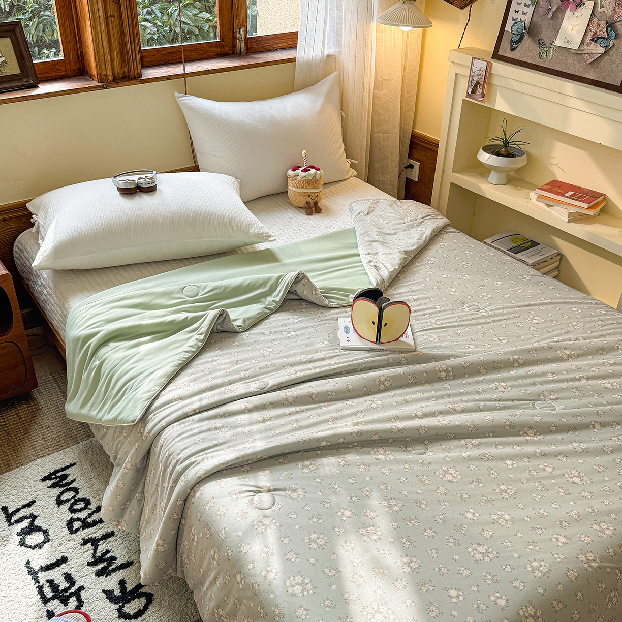 91家纺网 家纺一手货源 找家纺 梦恬佳 2026新款牛奶丝针织棉夏凉被空调被 蔷薇