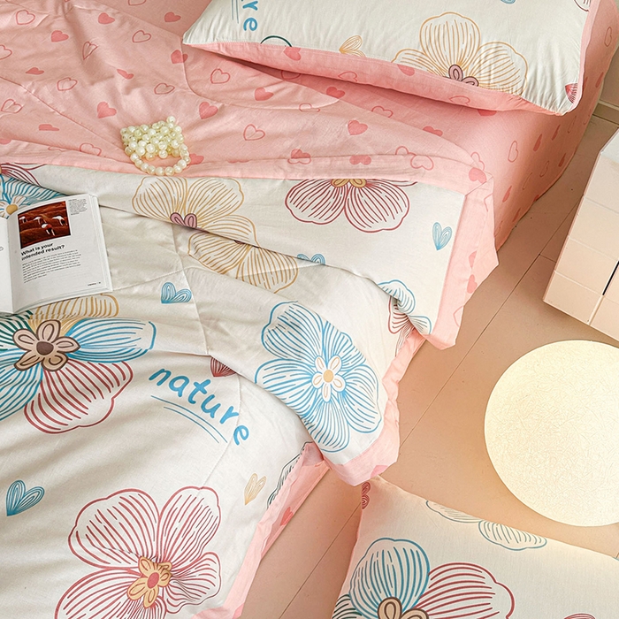 91家纺网 家纺一手货源 找家纺 宝士康家纺 2026新款10A抗菌全棉夏被 被子被芯缤纷