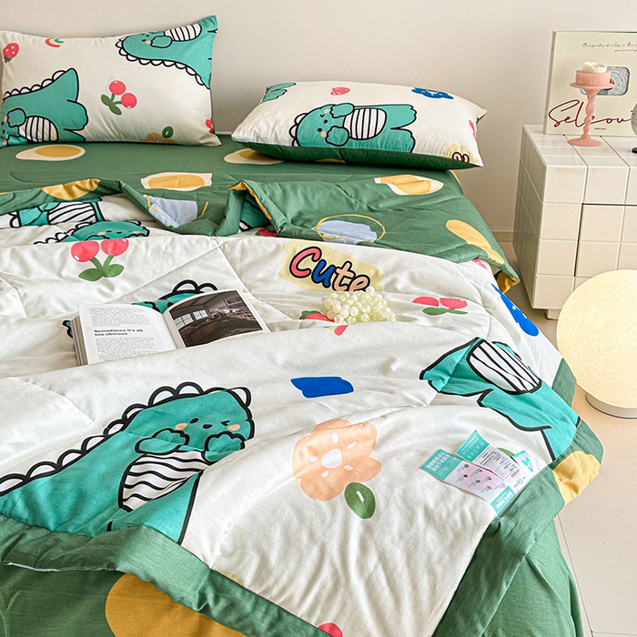 91家纺网 家纺一手货源 找家纺 宝士康家纺 2026新款10A抗菌全棉夏被 被子被芯小恐龙