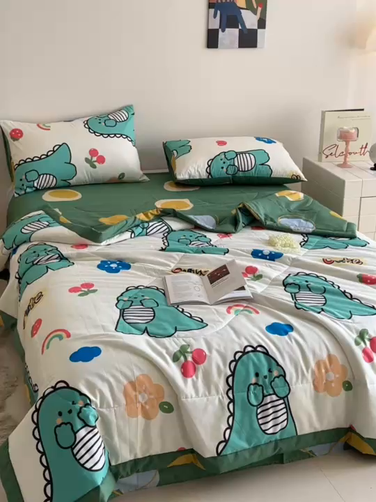 91家纺网 家纺一手货源 找家纺 宝士康家纺 2026新款10A抗菌全棉夏被 被子被芯小恐龙