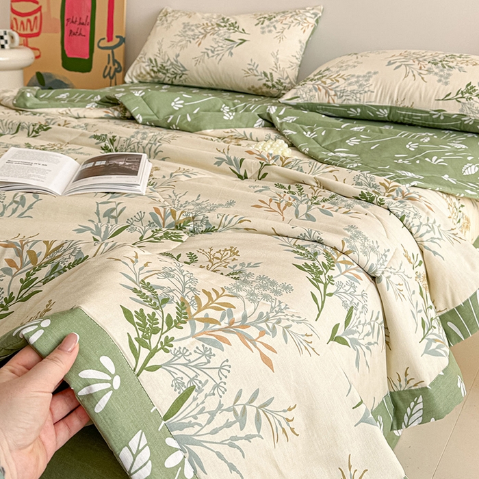 91家纺网 家纺一手货源 找家纺 宝士康家纺 2026新款10A抗菌全棉夏被 被子被芯仙草