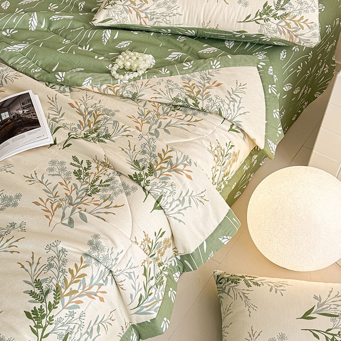 91家纺网 家纺一手货源 找家纺 宝士康家纺 2026新款10A抗菌全棉夏被 被子被芯仙草