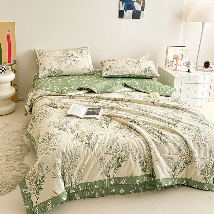 91家纺网 家纺一手货源 找家纺 宝士康家纺 2026新款10A抗菌全棉夏被 被子被芯仙草