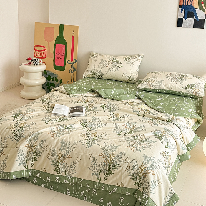 91家纺网 家纺一手货源 找家纺 宝士康家纺 2026新款10A抗菌全棉夏被 被子被芯仙草