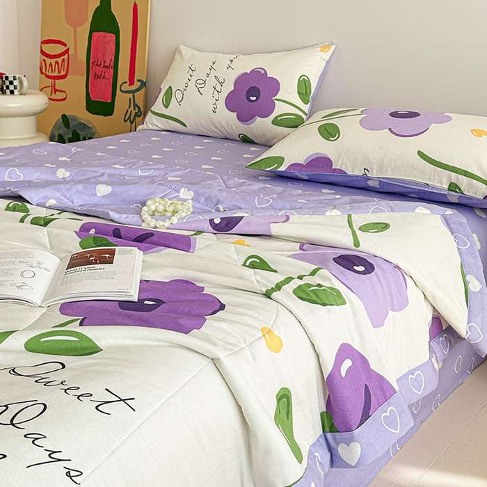 91家纺网 家纺一手货源 找家纺 宝士康家纺 2026新款10A抗菌全棉夏被 被子被芯幽梦紫曦