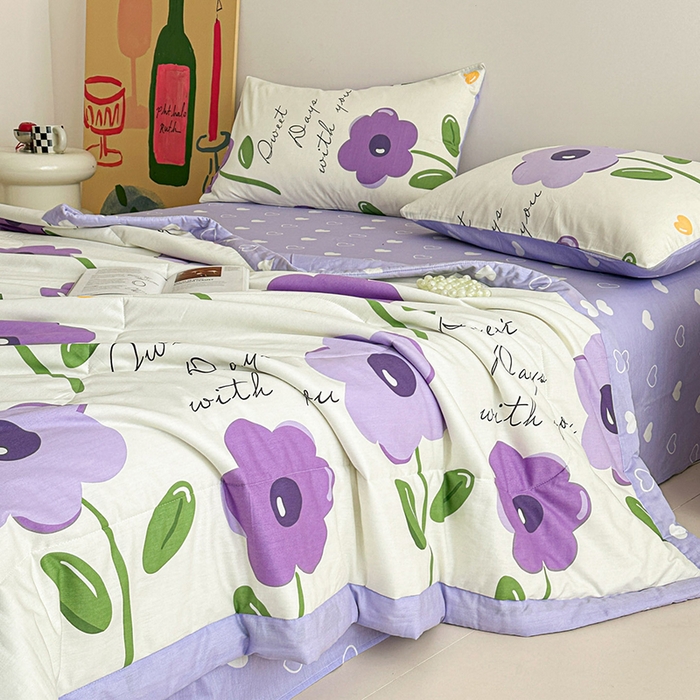 91家纺网 家纺一手货源 找家纺 宝士康家纺 2026新款10A抗菌全棉夏被 被子被芯幽梦紫曦