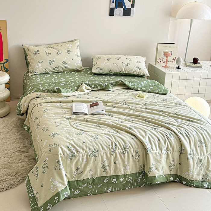 91家纺网 家纺一手货源 找家纺 宝士康家纺 2026新款10A抗菌全棉夏被四件套（床笠款）茶艺